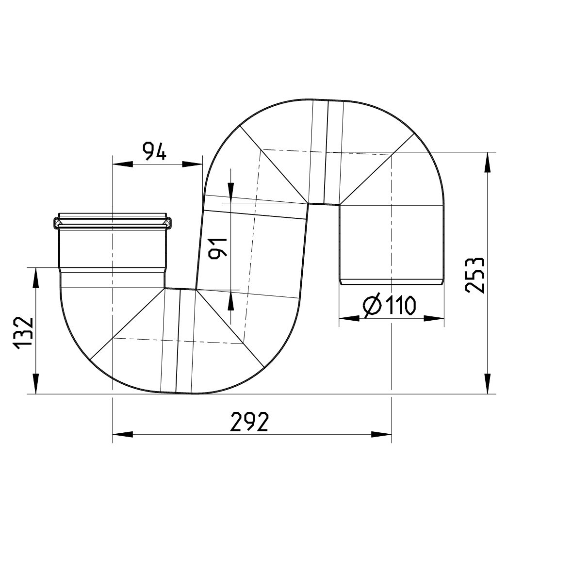 Line Drawing - Water trap-S