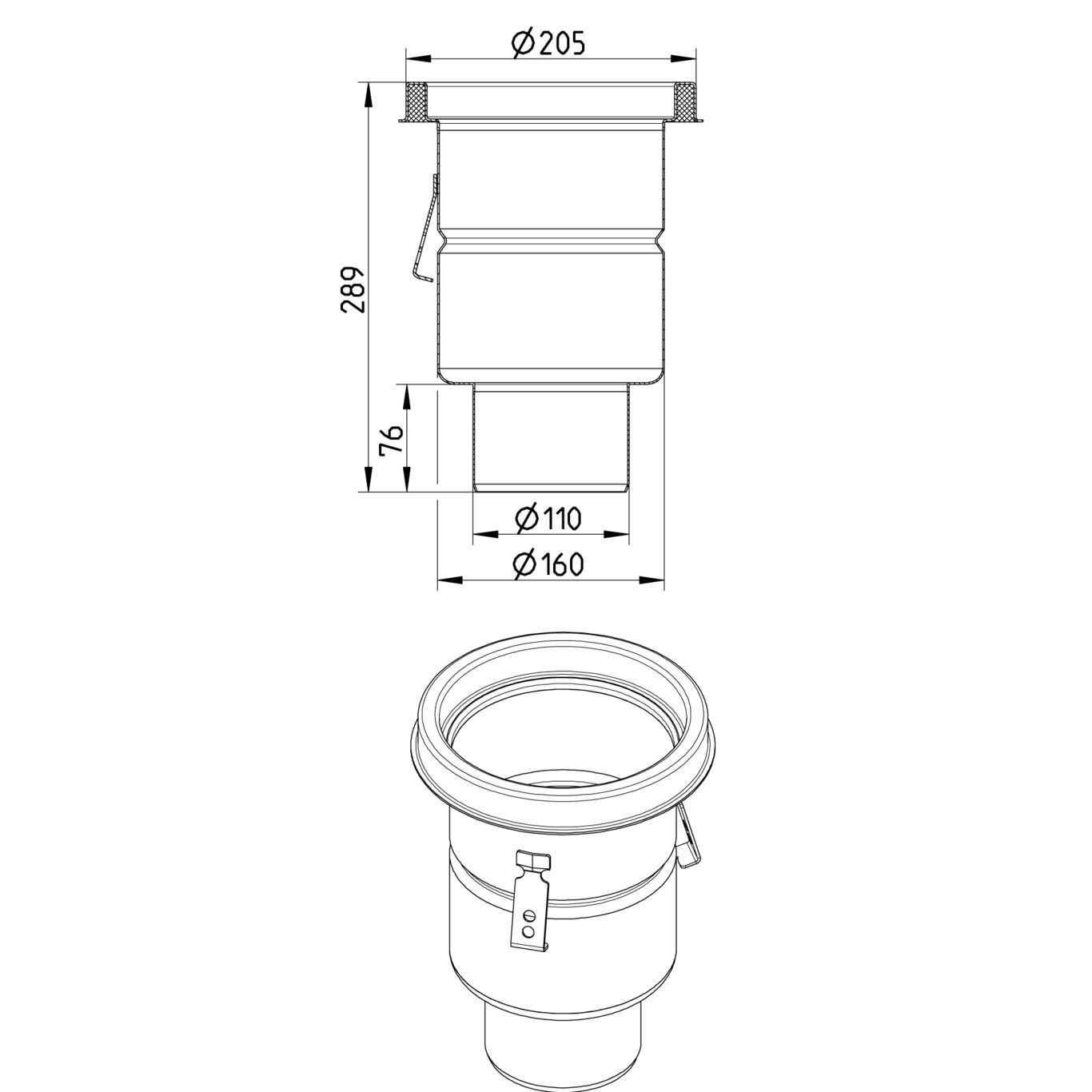 Line Drawing - Drain-No membrane-205